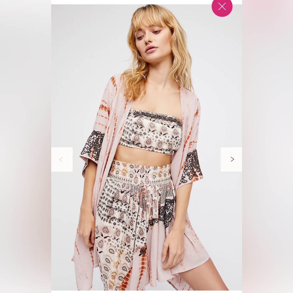 Free people | RARE EUC 1 size, beaded, boho | Love Triangle 3-piece skirt set